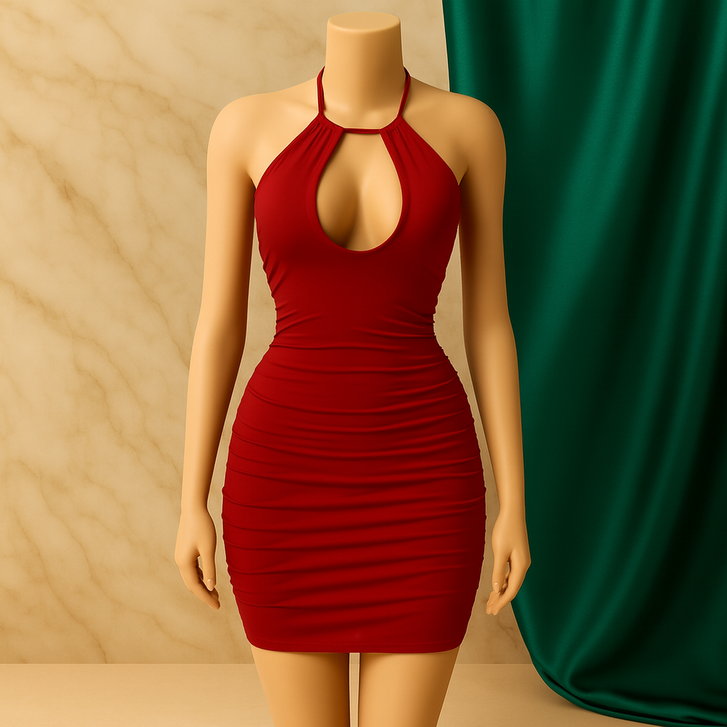 Kurzes Sommerkleid mit Ausschnitt